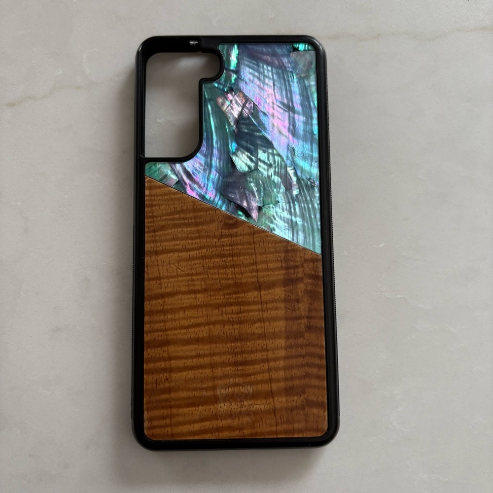 Hawaiian Koa and Abalone Case for Samsung S21